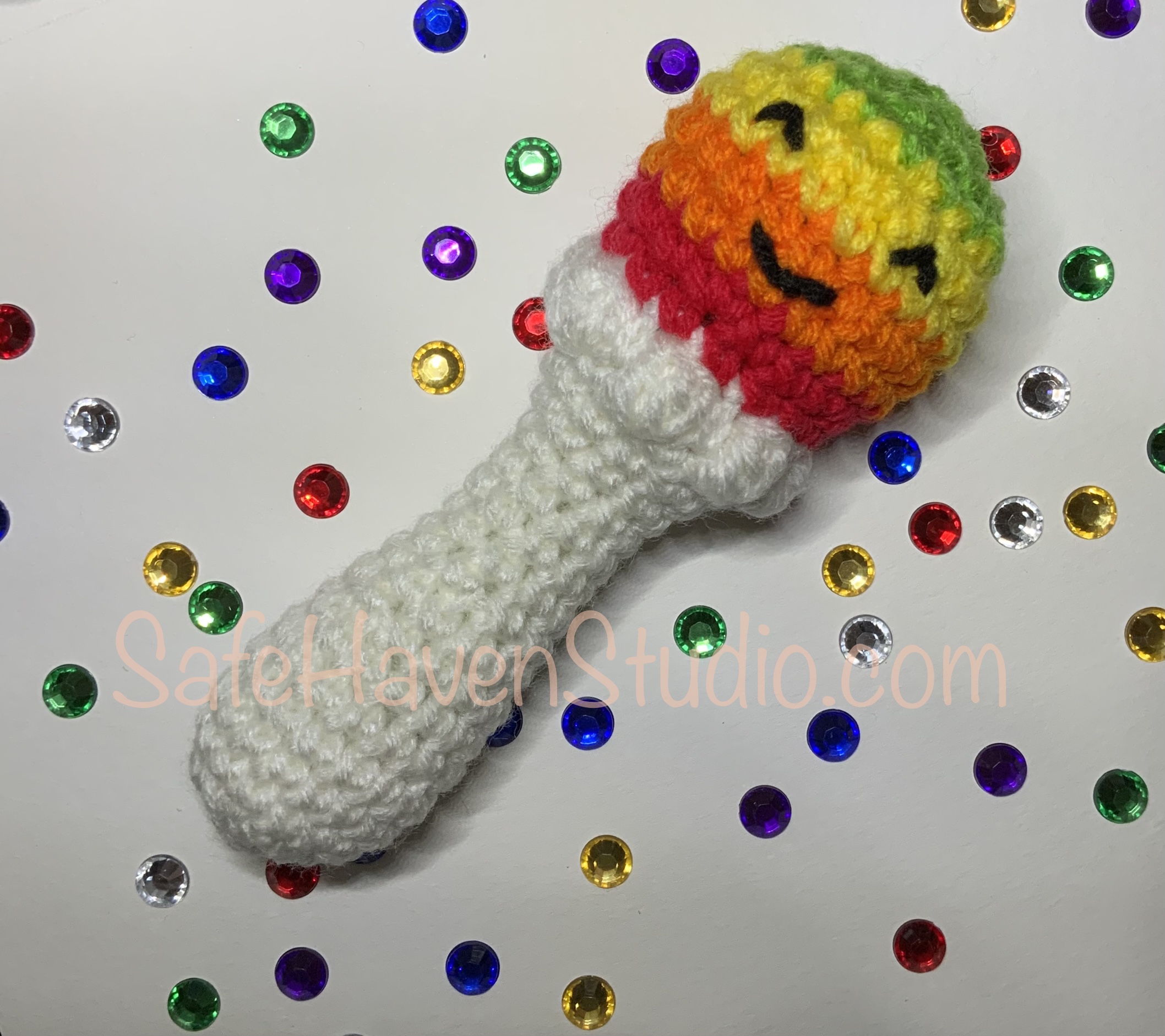 Easy Rainbow Baby Rattle – Free Crochet Pattern